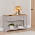 Outlet - Bampton 3 Drawer Console Table - Stone Grey - Image 2