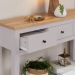 Outlet - Bampton 3 Drawer Console Table - Stone Grey - Image 3