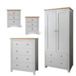 Bampton 4 Piece Bedroom Set - Chest of 4 Drawers - Stone Grey