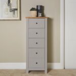 Outlet - Bampton 5 Drawer Tallboy - Stone Grey