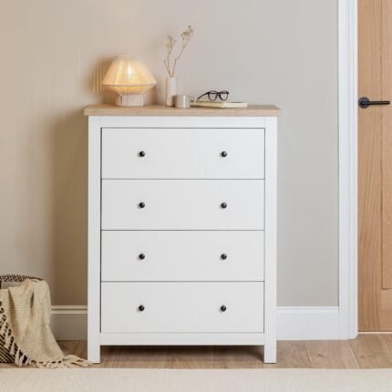 Bampton 4 Drawer Tall Chest of Drawers - Alabaster White