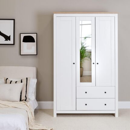Bampton 3 Door Wardrobe with 2 Drawers - Alabaster White