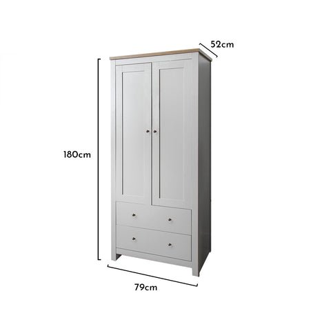 Bampton Grey 2 Door Wardrobe - Laura James