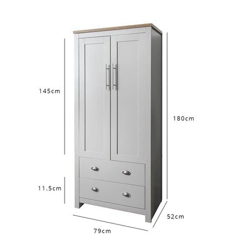 Outlet - Bampton 2 Door Wardrobe in Grey