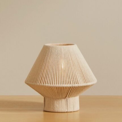 Bari Small White Cotton String Table Lamp