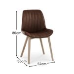 Bella Saddle Brown Dining Chairs - Set of 2 - Whitewash Oak Legs - Image 6