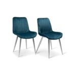 Outlet - Bella Dining Chairs - Set of 2 - Teal & Chrome - Image 3