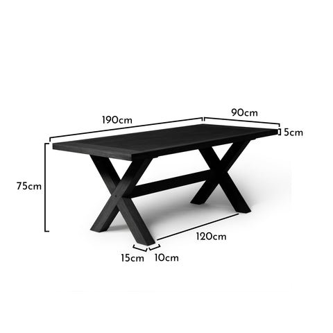 Charlotte Black Dining Table - Extendable - Cross Leg 1 Charlotte Black Farmhouse Style Dining Table - Laura James