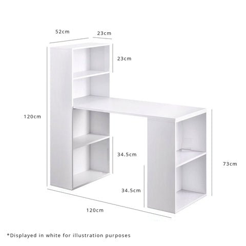 Essie Desk with Shelves - White 1 White Desk with Shelves - Laura James
