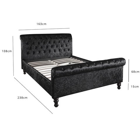 blackking 05366f57 0e54 43fb 9fdf Outlet - Black Crushed Velvet Sleigh Bed Frame King Size