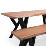 Bosco Acacia Wood Dining Table Set - 6 Seater - Bosco Dining Benches - Black Legs - Image 18