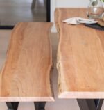 Bosco Acacia Wood Dining Table Set - 6 Seater - Bosco Dining Benches - Black Legs - Image 5