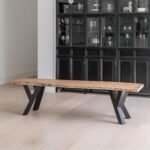 Bosco Acacia Wood Dining Table Set - 6 Seater - Bosco Dining Benches - Black Legs - Image 10