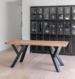 Bosco Acacia Wood Dining Table Set - 6 Seater - Bosco Dining Benches - Black Legs - Image 11