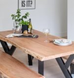 Bosco Natural Wood Dining Table - 6 Seater - 180cm / 48mm - Image 5
