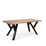 Bosco Acacia Wood Dining Table Set - 6 Seater - Bosco Dining Benches - Black Legs - Image 14