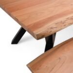 Bosco Acacia Wood Dining Table Set - 6 Seater - Bosco Dining Benches - Black Legs - Image 15