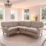 Brea Mink Taupe Left Corner Sofa with Whitewash Oak Legs