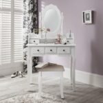 Capri White Dressing Table with Mirror & Stool - Image 2