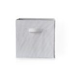 Cara 12 Cube Bookcase Ladder Storage Unit - Chalk White - Two 6 Cube Units - White Basket - Image 8