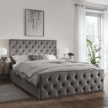 Cavill Fabric Double Size Bed - Grey