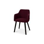 Freya Burgundy Red Armchair - Set of 2 - Black Oak Legs - Image 6