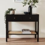 Outlet - Charlie 2 Drawer Console Table with Cane Shelf - Black