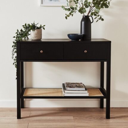 Charlie Black 2 Drawer Console Table