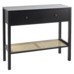 Outlet - Charlie 2 Drawer Console Table with Cane Shelf - Black - Image 7