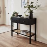 Outlet - Charlie 2 Drawer Console Table with Cane Shelf - Black - Image 2