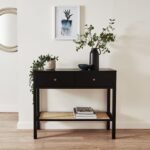 Outlet - Charlie 2 Drawer Console Table with Cane Shelf - Black - Image 3
