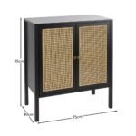 Charlie 2 Door Small Sideboard - Cane & Black - Image 12