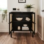 Charlie 2 Door Small Sideboard - Cane & Black - Image 5