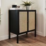 Charlie 2 Door Small Sideboard - Cane & Black - Image 6
