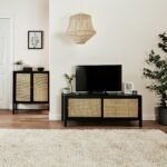 Charlie 2 Door Small Sideboard - Cane & Black - Image 8