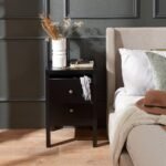 Charlie Two Drawer Bedside Table in Noir Black - Image 2