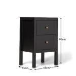 Charlie Two Drawer Bedside Table in Noir Black - Image 8