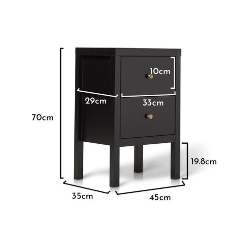 Charlie Black Bedside Table - Laura James