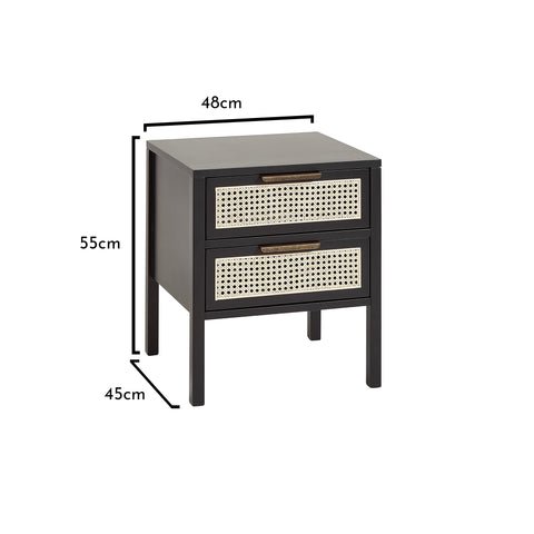 Charlie Bedside Table - 2 Drawer - Black 1 Charlie Black Bedside Table - Laura James