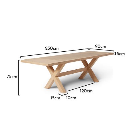 Charlotte Whitewash Dining Table - Extendable - Cross Leg 2 Charlotte Whitewash Oak Farmhouse Extendable Dining Table - Laura James