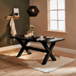 Charlotte Black Dining Table - Extendable - Cross Leg - Image 7