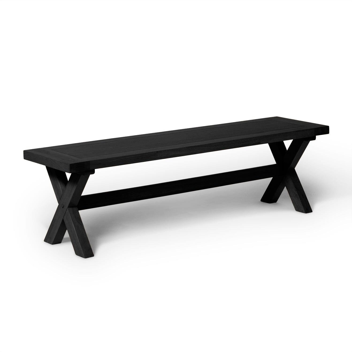 charlotte-black-oak-cross-leg-bench-laura-james-1 Charlotte 3 Seater Dining Bench - Black Oak