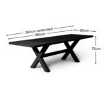 Charlotte Black Dining Table - Extendable - Cross Leg - Image 6