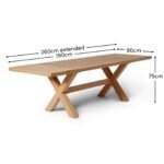 Outlet - Charlotte Pale Oak Dining Table - Extendable - Cross Leg - Image 10