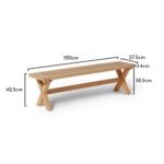 Charlotte 3 Seater Dining Bench - Pale Oak - Image 5