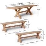 Charlotte Extendable Table 190cm with 2 150cm Dining Benches - Pale Oak - Image 14