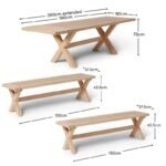 Charlotte Extendable Table 190cm with 2 150cm Dining Benches - Whitewash Oak - Image 16