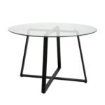 Clara Glass Round Dining Table - Black Frame