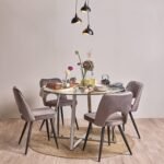 Outlet - Clara Marble Effect Round Dining Table - With Chrome Frame - Image 3