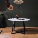 Outlet - Clara Marble Effect Round Dining Table with Black Frame - Image 2